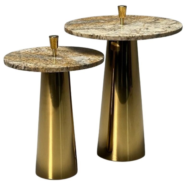 Italian Mid-Century Modern Style, Contemporary, Nesting Side Tables, Brass