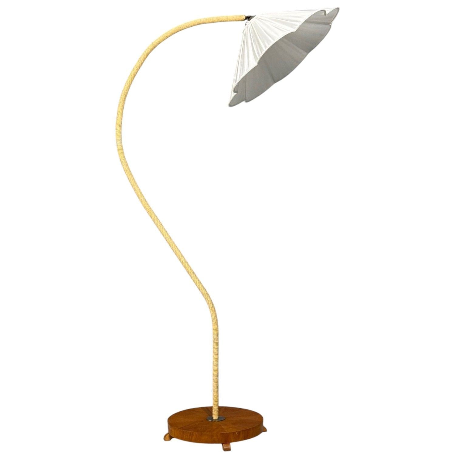 Swedish Modern, Organic Floor Lamp, Cord, Wood, Sweden, 1940s