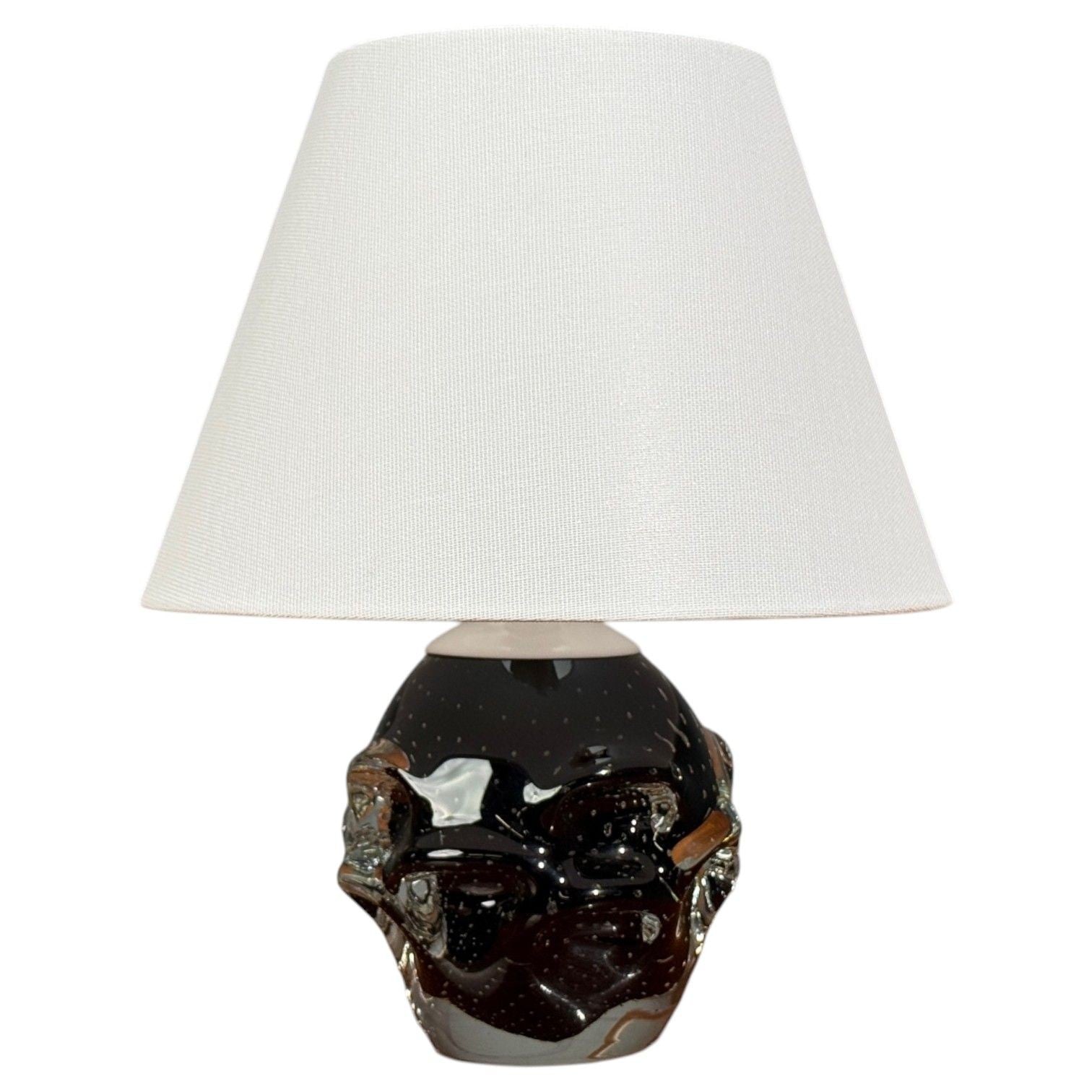 Kosta, Small Table Lamp, Black Glass, Sweden, 1950s