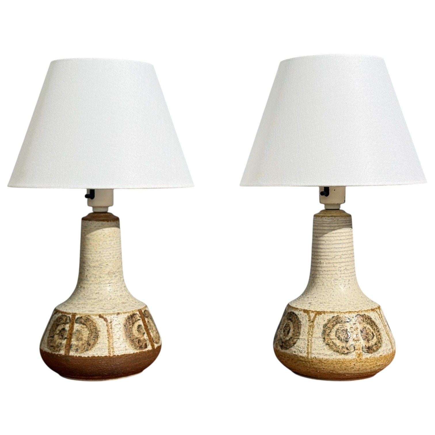 Svend Aage Jensen, Table Lamps, Beige Stoneware, Denmark, 1960s