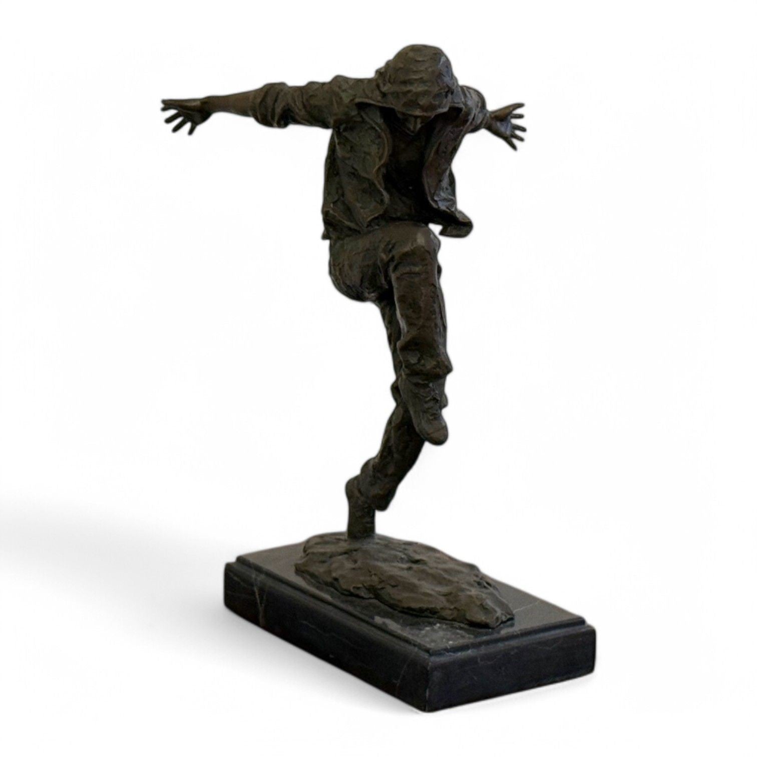 Mid-Century Modern, Bronze, Table-Top Sculpture, Break-dancer Statue, USA, 1980s