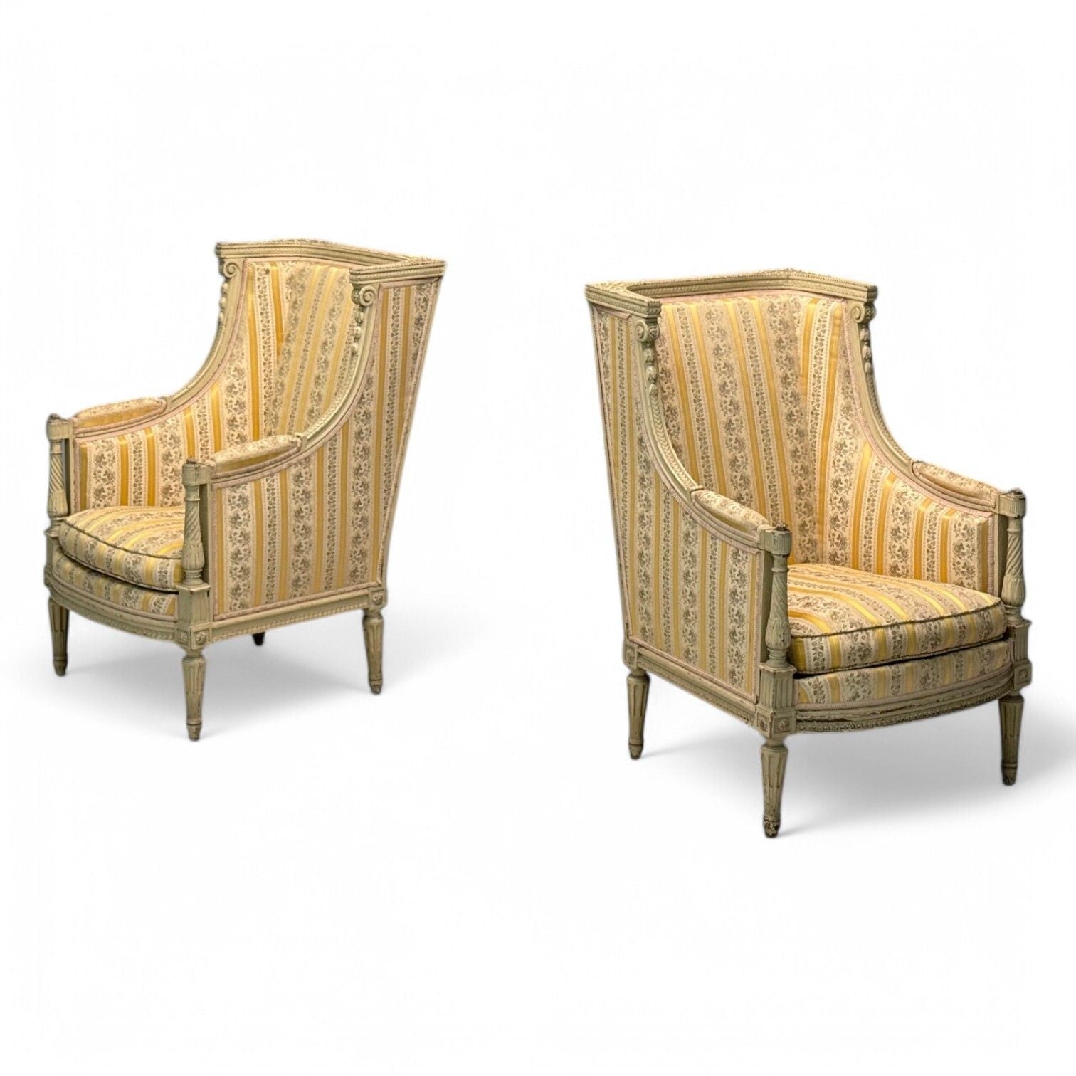 Maison Jansen attr, Louis XVI Style, Painted Wood, Lounge Chairs, France, 1920s