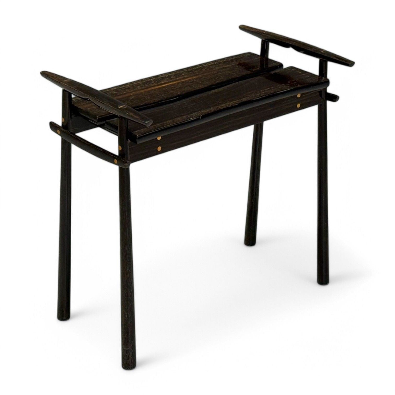 David Ebner, American Studio Craft, Ebony Wood, Rare Torii Side Table, USA, 1984