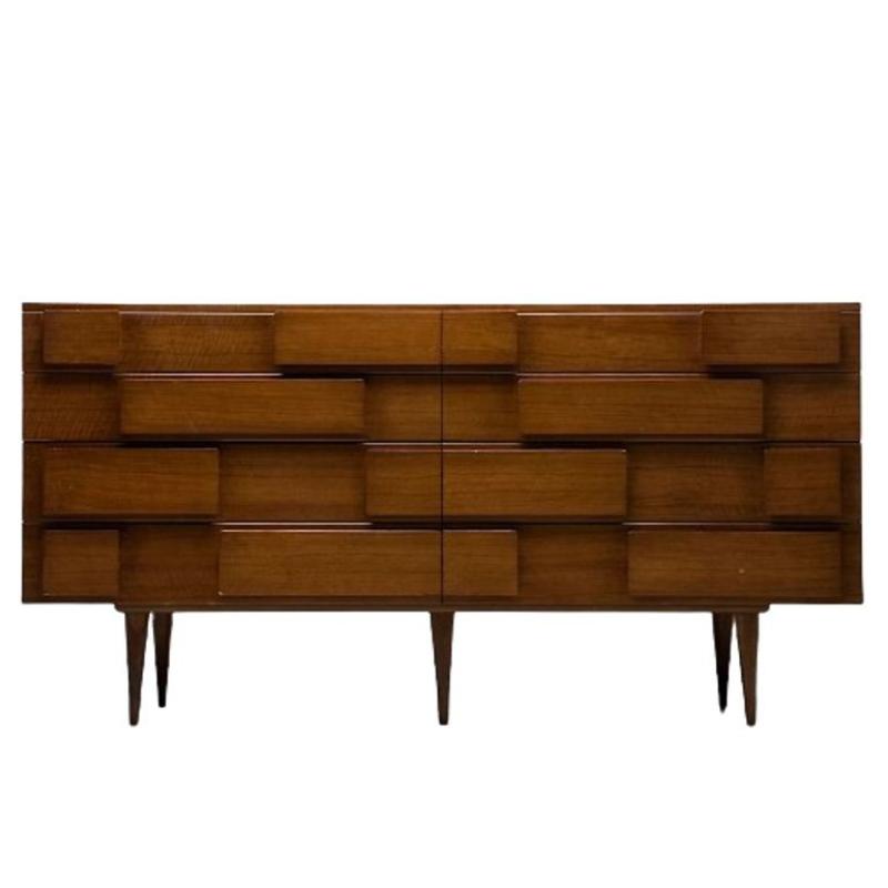 Gio Ponti, Singer & Sons, Italian Mid-Century Modern, Sculptural Dresser, Walnut