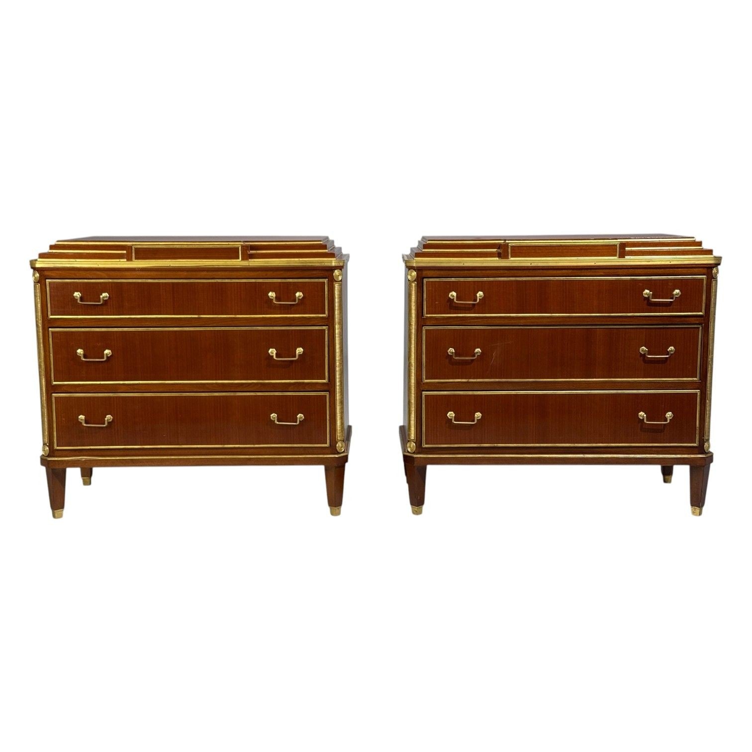 Russian Neoclassical Style, Commodes, Mahogany, Brass, Europe, 1980s