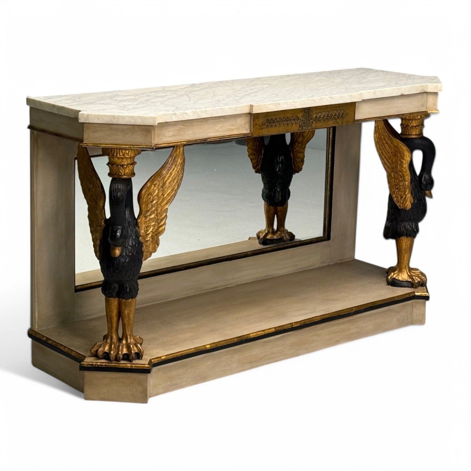 Maison Jansen attr., Hollywood Regency, Giltwood, Mirrored Console Table, 1940s