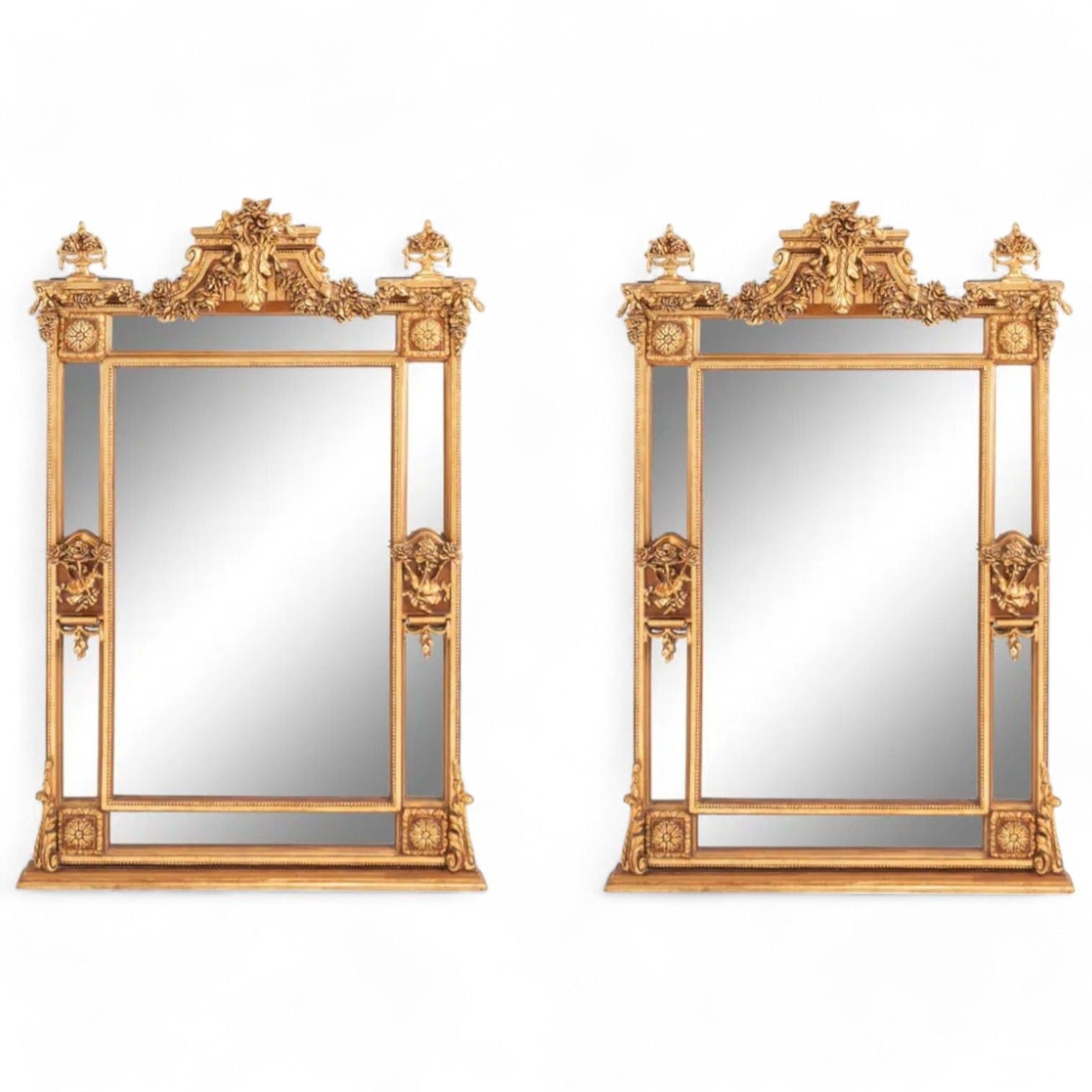 Louis XVI Style, Large Wall or Floor Mirrors, Giltwood, Gesso, Europe, 19th C.