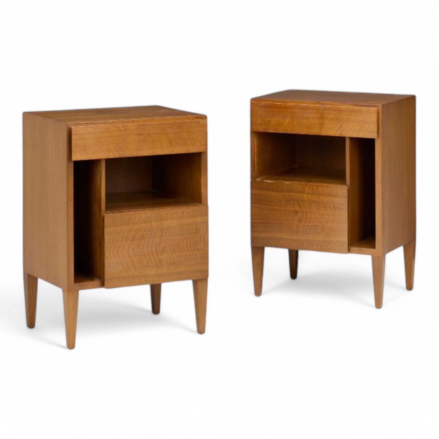 Gio Ponti, Singer & Sons, Mid-Century Modern, Rare Sculptural Nightstands, 1950s