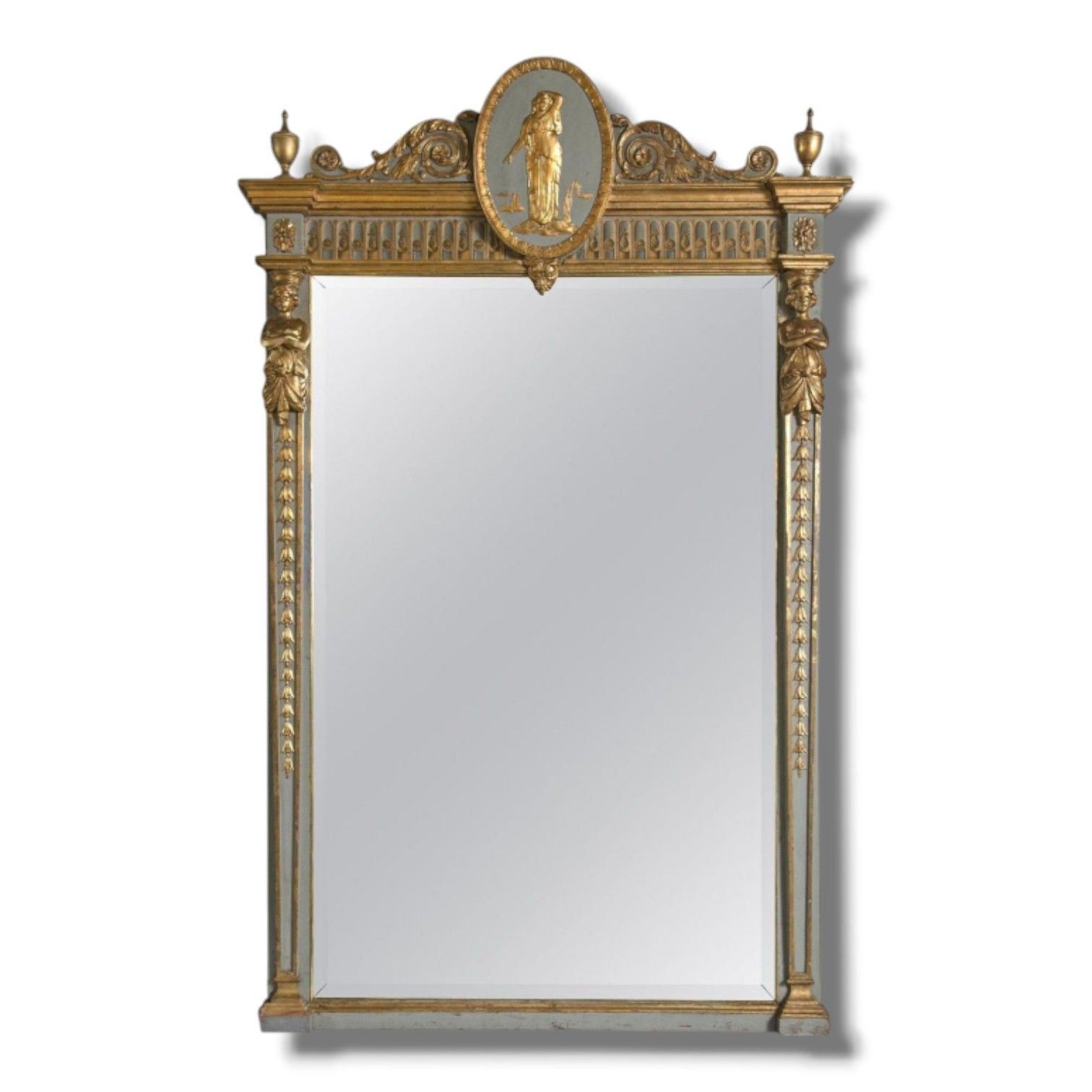 Swedish Paint Decorated, Parcel-Gilt, Large Wall Mirror, France, 19th c.