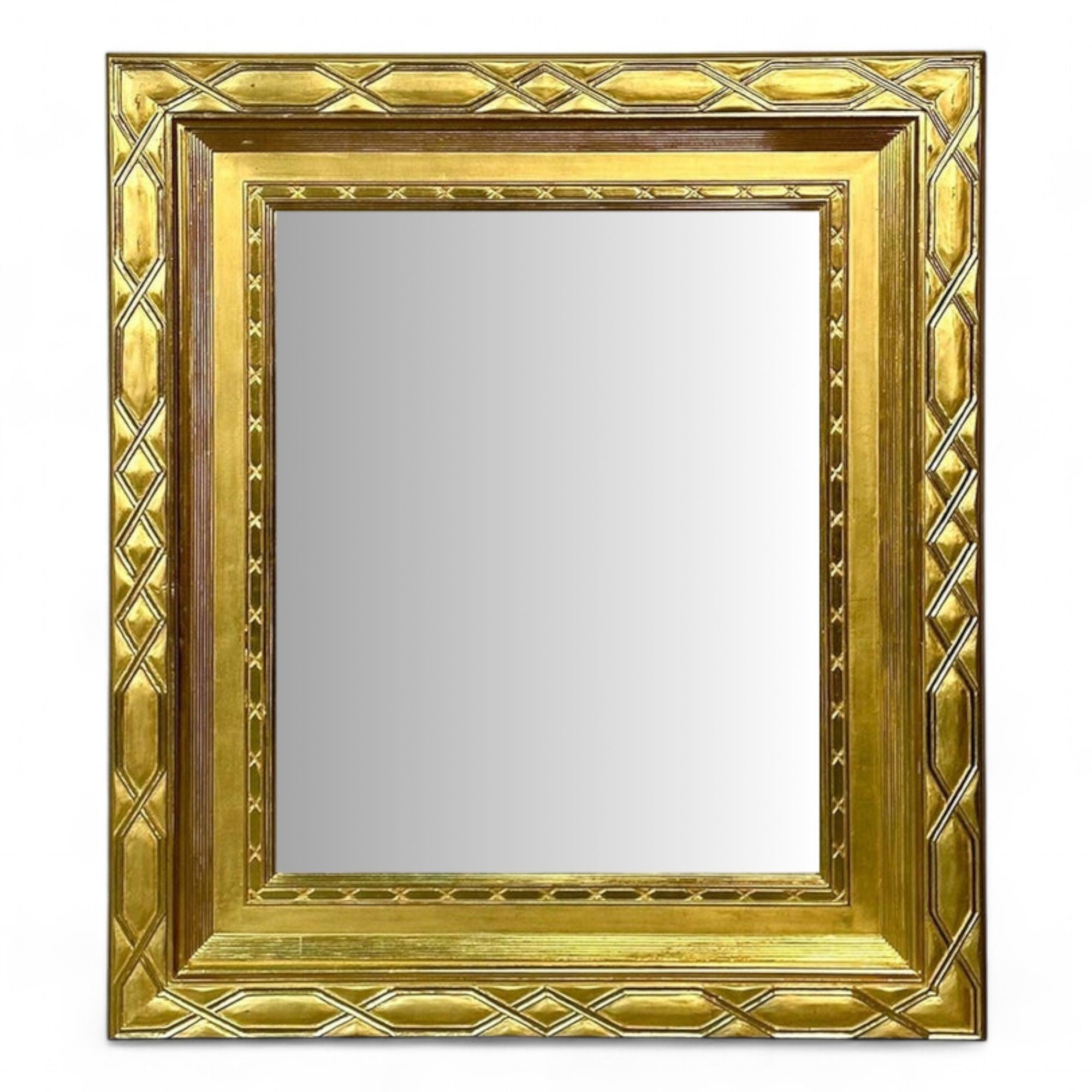 Hollywood Regency, Rectangular Wall Mirror, Carved Giltwood, Water Gilt, 21st C.