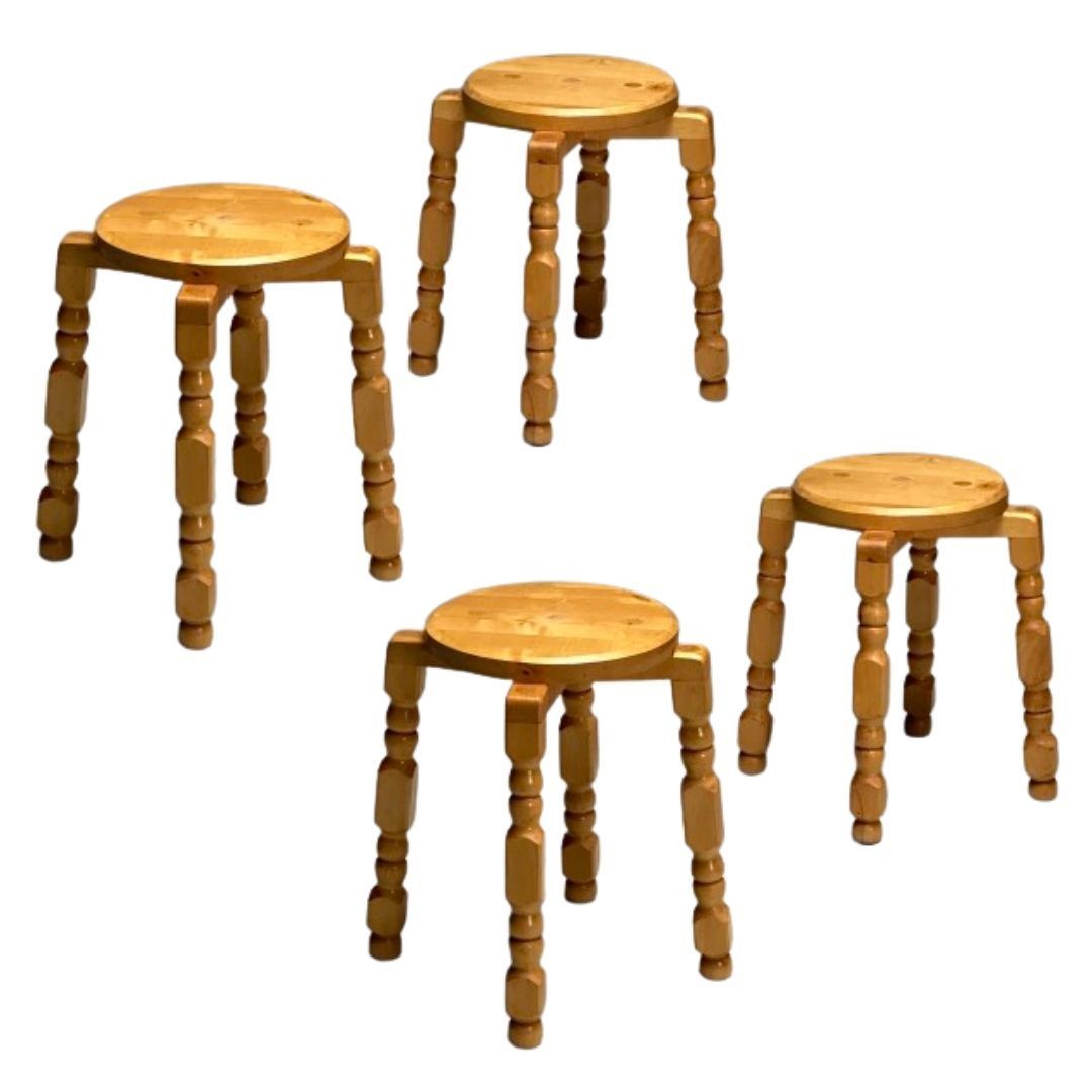 Swedish Mid-Century Modern, Playful Stools, Birch, Sweden, 1960s