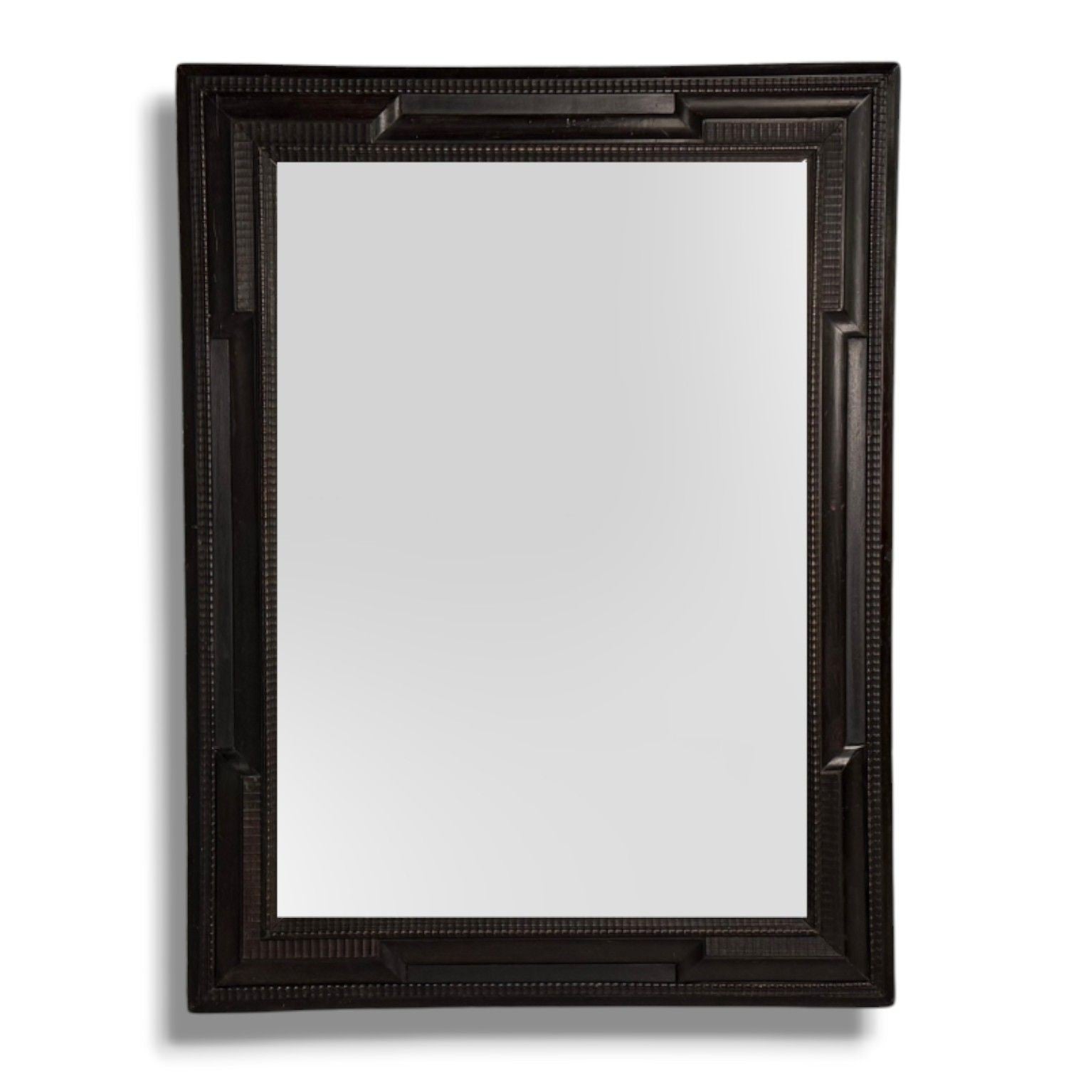 Baroque, Ebonized Wood, Dutch Ripple Frame, Large Wall Mirror, 19th C.