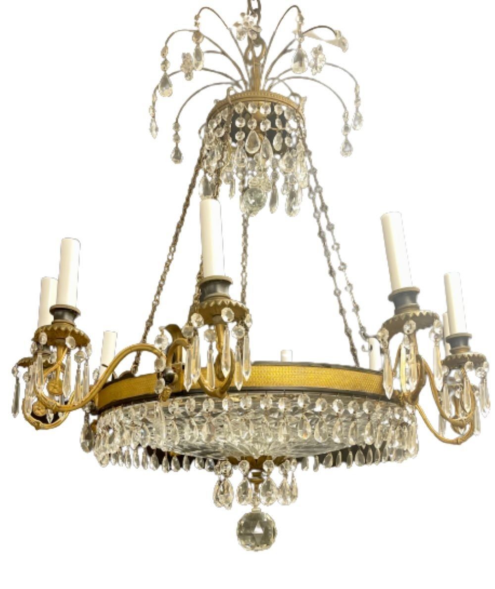 Neoclassical, Dore Bronze, Crystal, Ten Arm Chandelier, Europe, 19th C.