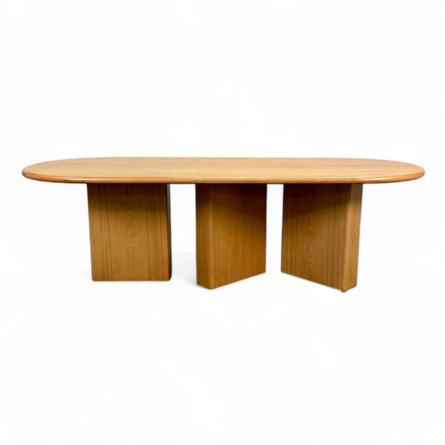 Organic Modern, Solid Oak, Handcrafted Pedestal Oval Dining Table, 21st C.