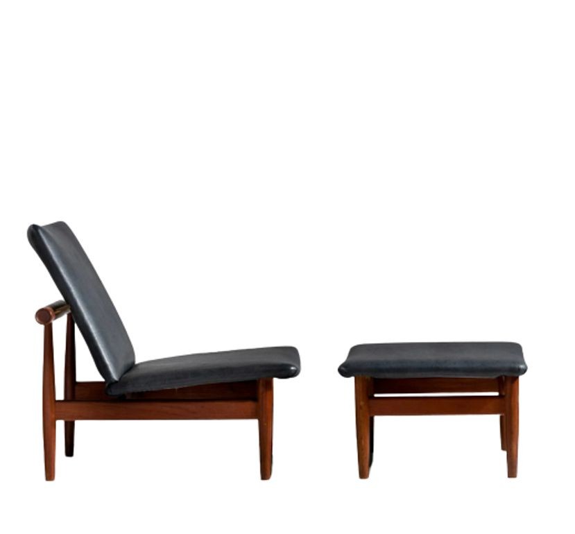 Finn Juhl Danish Mid-Century Modern Japan Lounge Chair and Ottoman, Daverkosen
