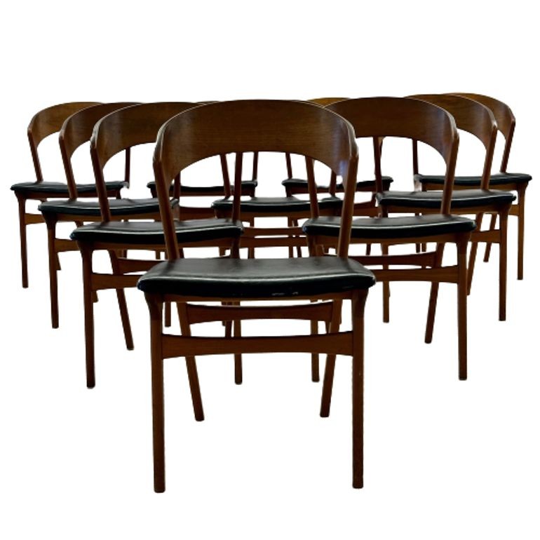 Set of Ten Kai Kristiansen Style Mid-Century Modern Dining / Side Chairs, Danish