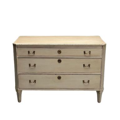 Gustavian, Swedish Commode, Gray Paint Distressed, Brass, Sweden, 1900s