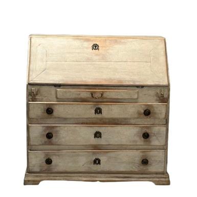Gustavian, Swedish Secretaire Desk, White Paint, Pinewood, Sweden, 1900s