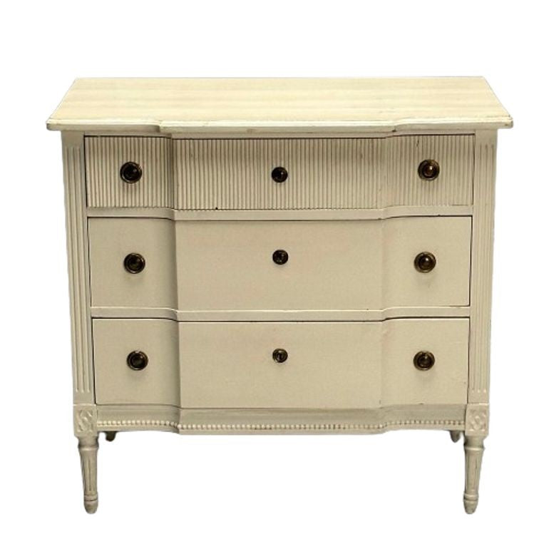 Gustavian, Swedish Commode, Louis XVI Style, White Paint Distressed, 1990s