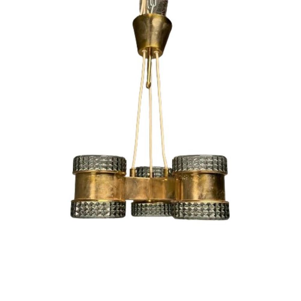 Swedish Mid-Century Modern, Pendant, Glass, Brass, Sweden, 1950s