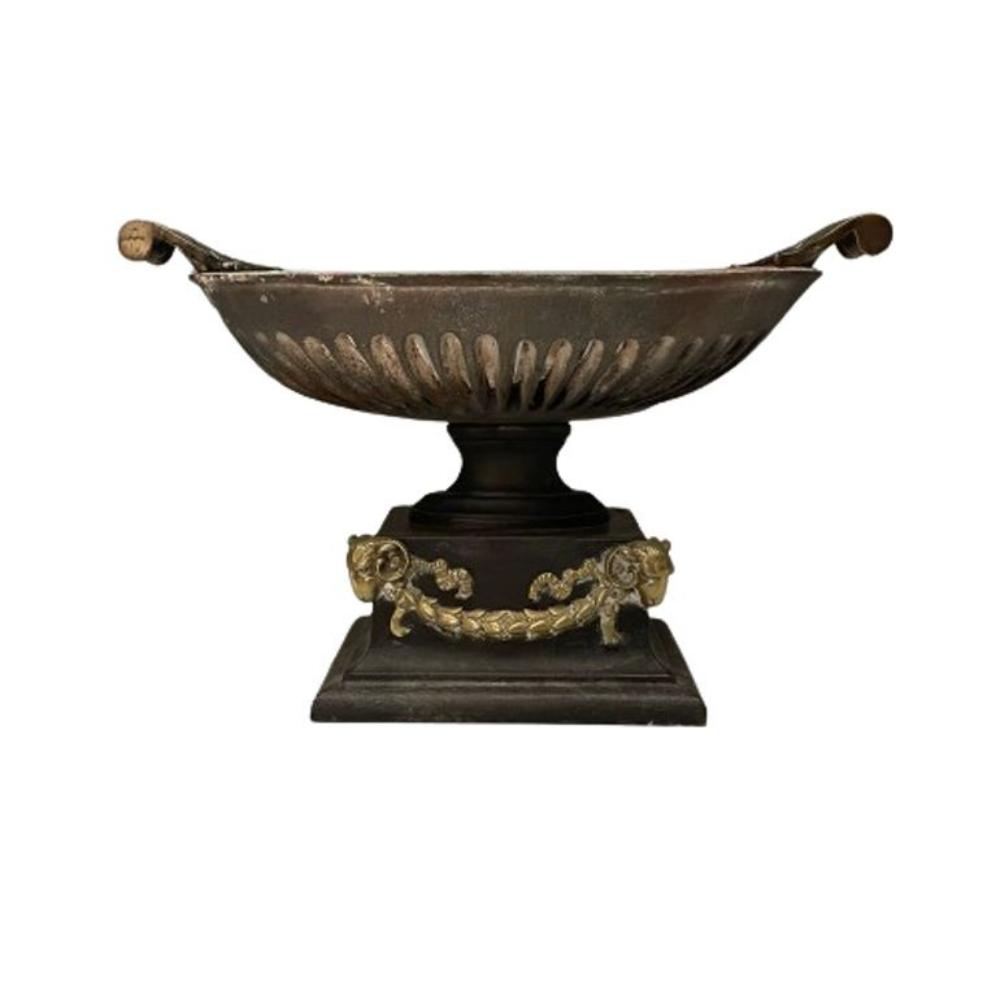 Regency, George III Style, Large Urn Planter, Cast Iron, Brass, England, 20th C.