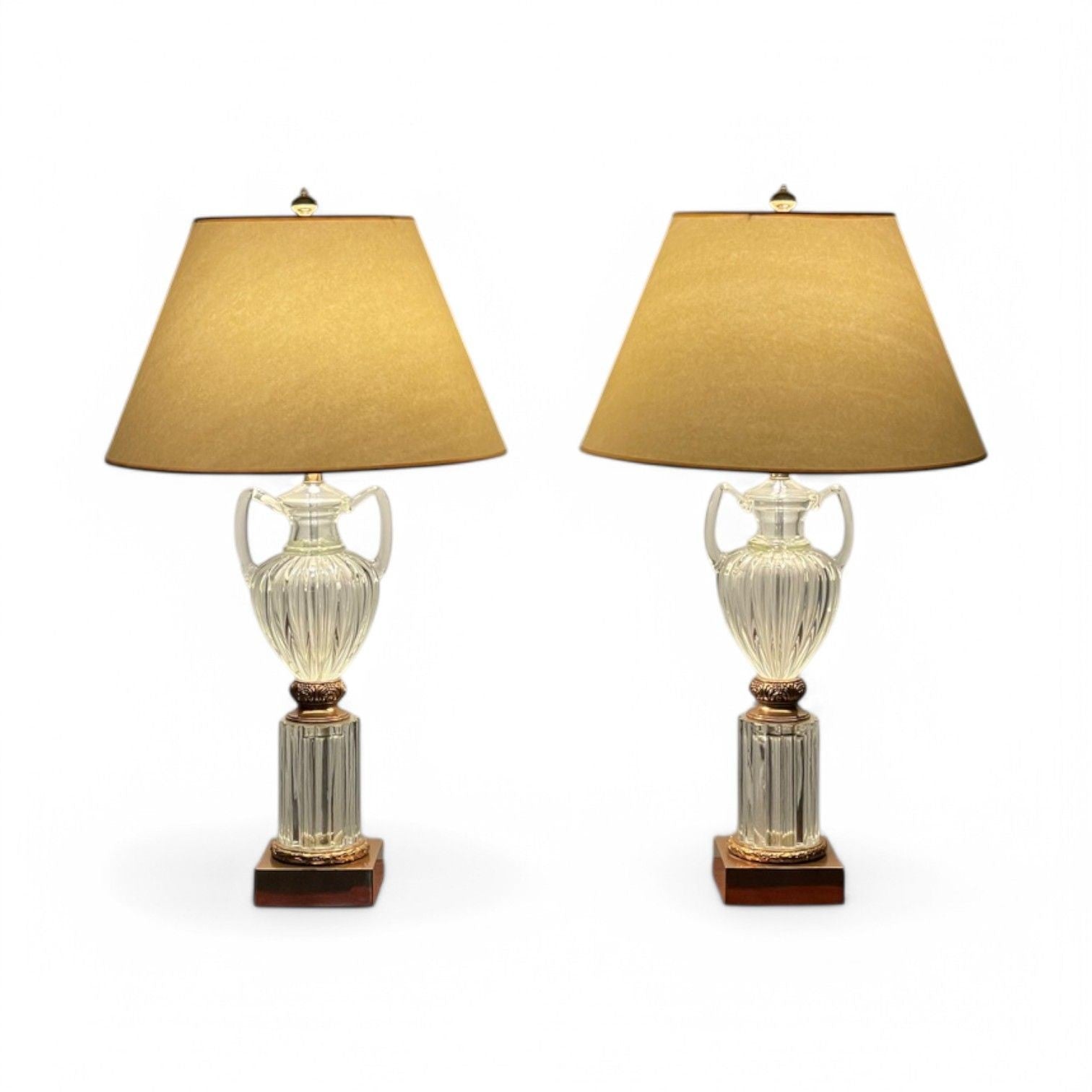 Marbro Lamp Co., Hollywood Regency, Glass, Brass, Urn Form Table Lamps, 2000s