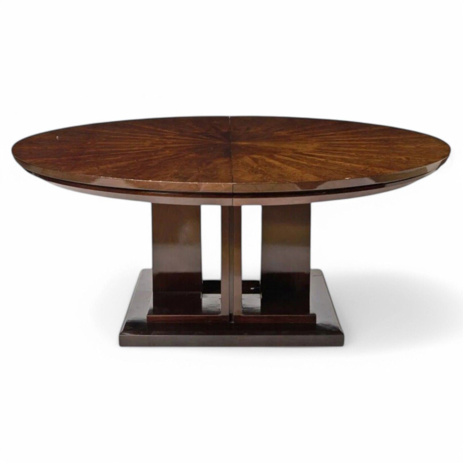 Art Deco Style, Sunburst Mahogany, Lacquer, Dining Table, Center Table, 20th C.