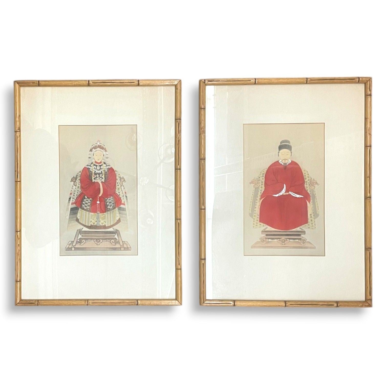 Chinese Export, Ink & Graphite, Vintage Chinese Wall Decorations, Bamboo, 1930s