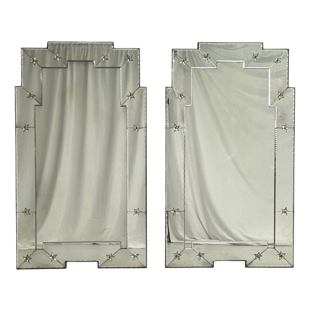 Art Deco Style, Antique and Beveled Glass, Venetian Wall Mirrors, 21st C.