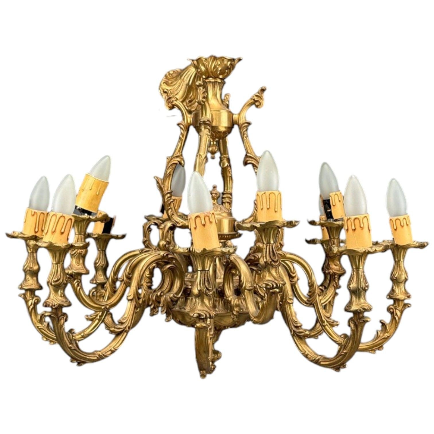 Baroque, Scroll Form Chandelier, Dore Bronze, France, 19th/20th Century