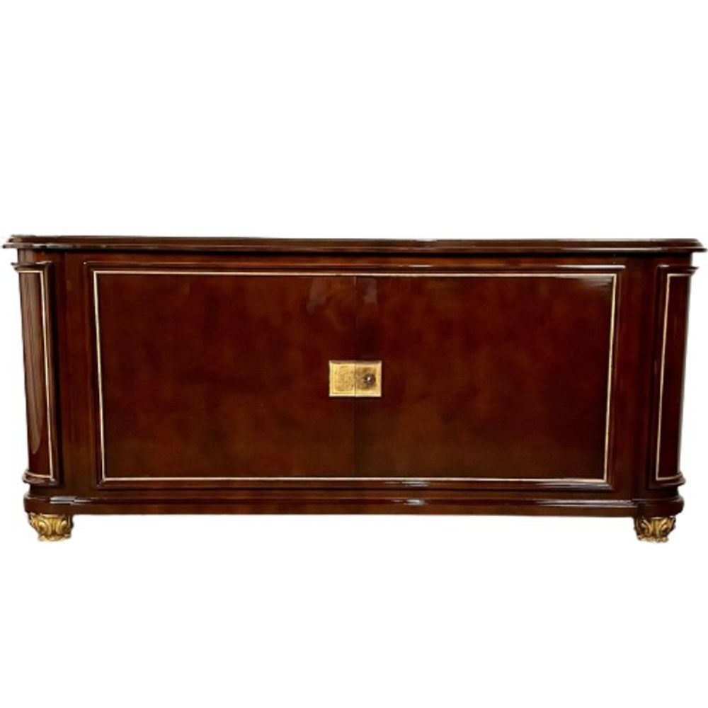 French Art Deco Sideboard by Rene Drouet, Signed Refinished Modern Cabinet