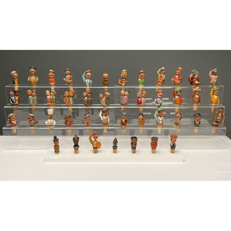 German, Cork Wine Stoppers, Hand Carved, Painted Wood, 19th/20th Century
