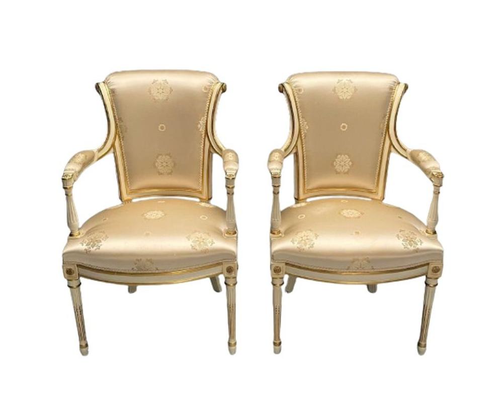 Maison Jansen Attr., Louis XVI Style, Hollywood Regency, Fauteuils, Scalamandre