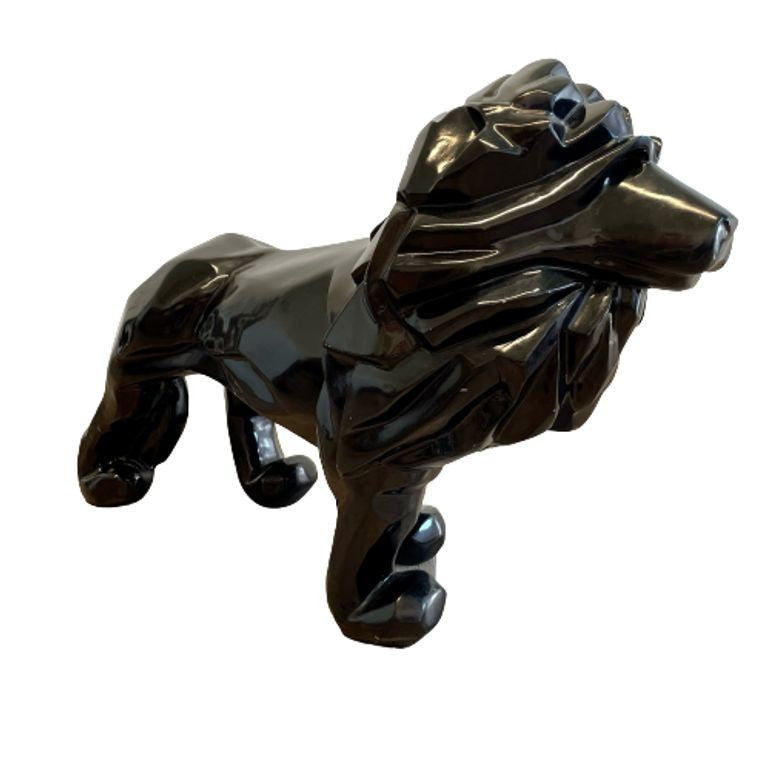 Contemporary Fiberglass Lion Sculpture, Ebony, Custom Quality