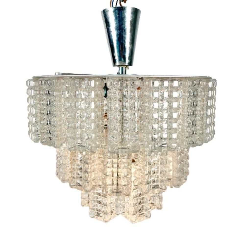 Small Austrian Mid-Century Modern Chandelier / Pendant by Kalmar, Three-Tier
