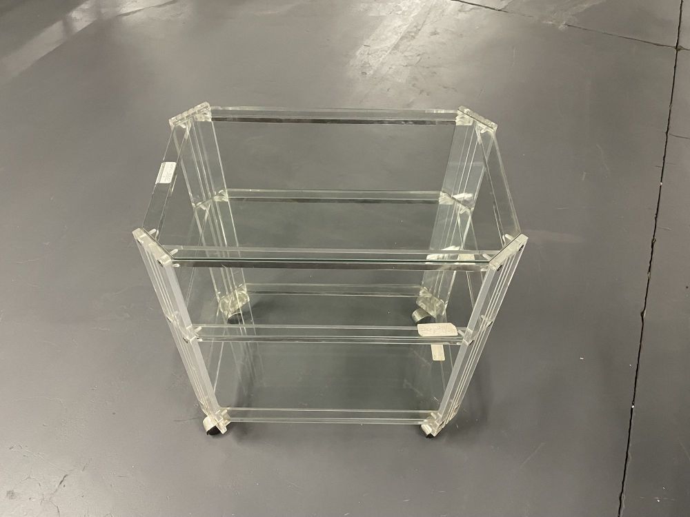 Mid Century Modern Three Tier Rolling Bar, Cart or Server, Lucite