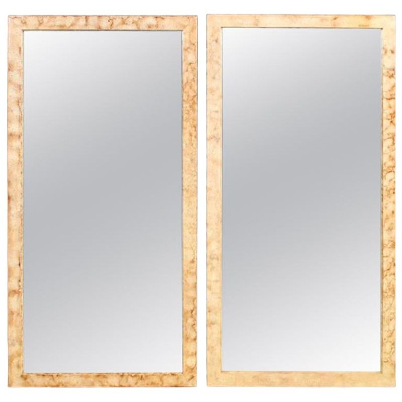 Pair of Rectangular Hollywood Regency Faux Marble Wall, Console or Pier Mirrors