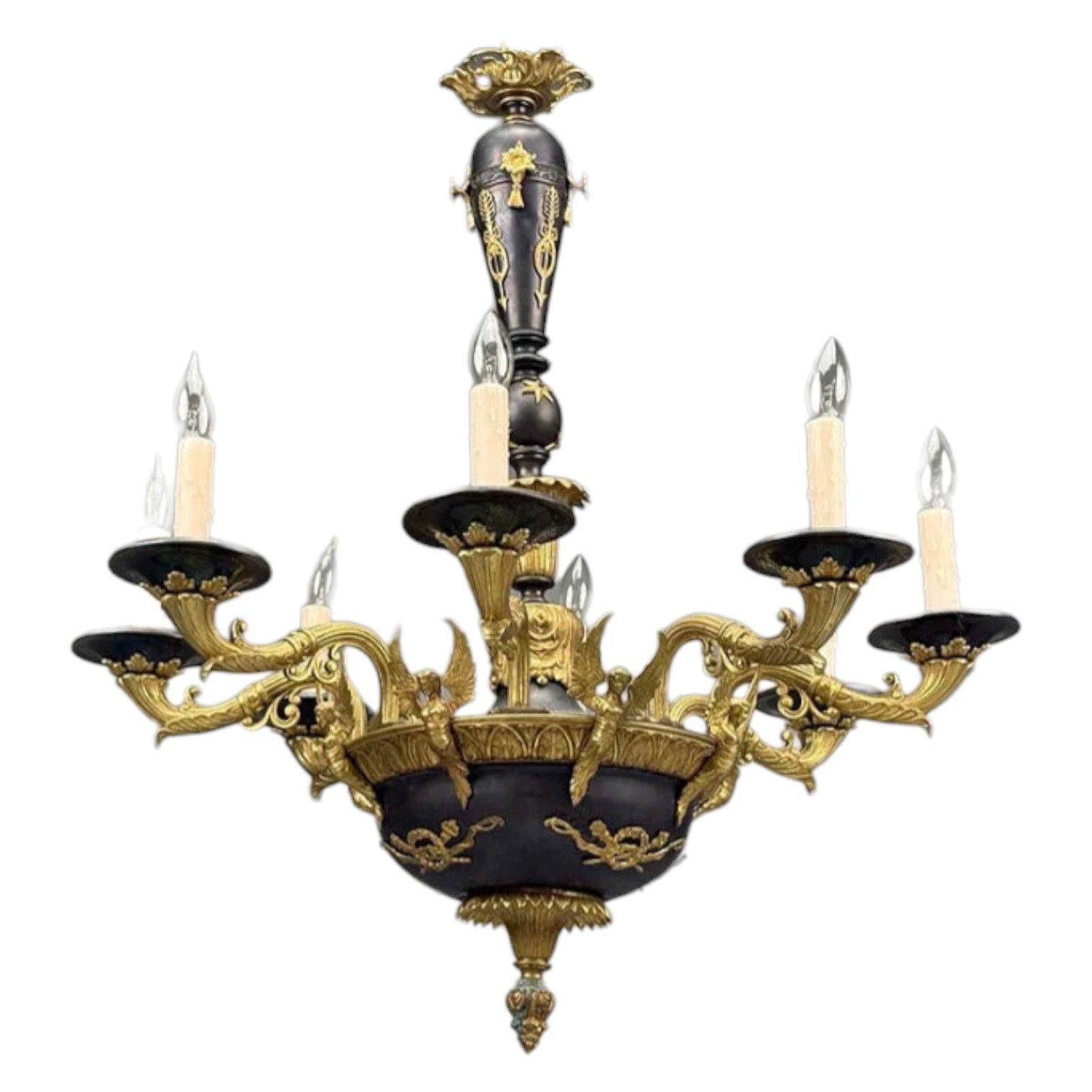Federal Style, Chandelier, Bronze, Ebony, Europe, 1960s
