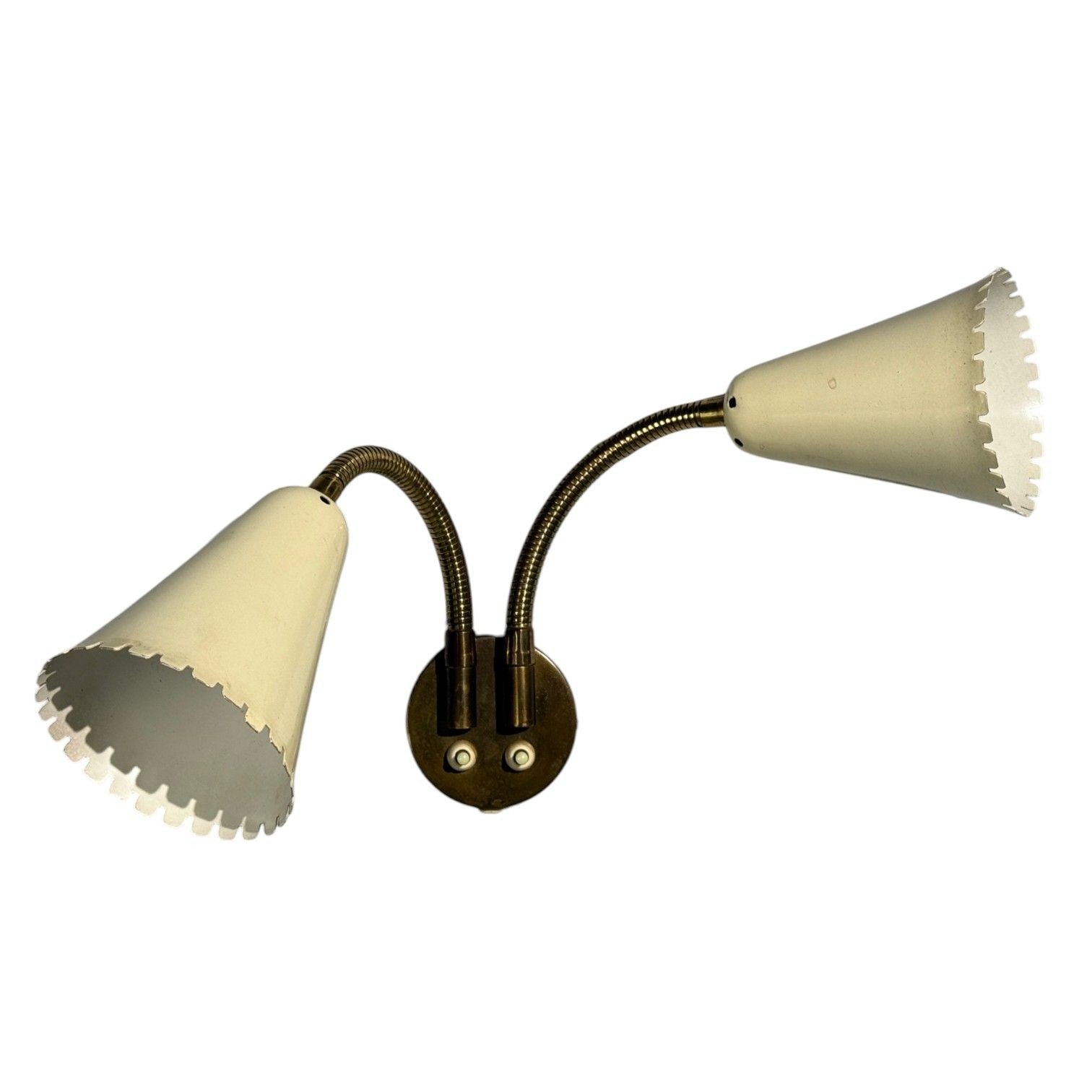 Arvid Böhlmarks, Adjustable Wall Light, Brass, Lacquered Metal, Sweden, 1940s
