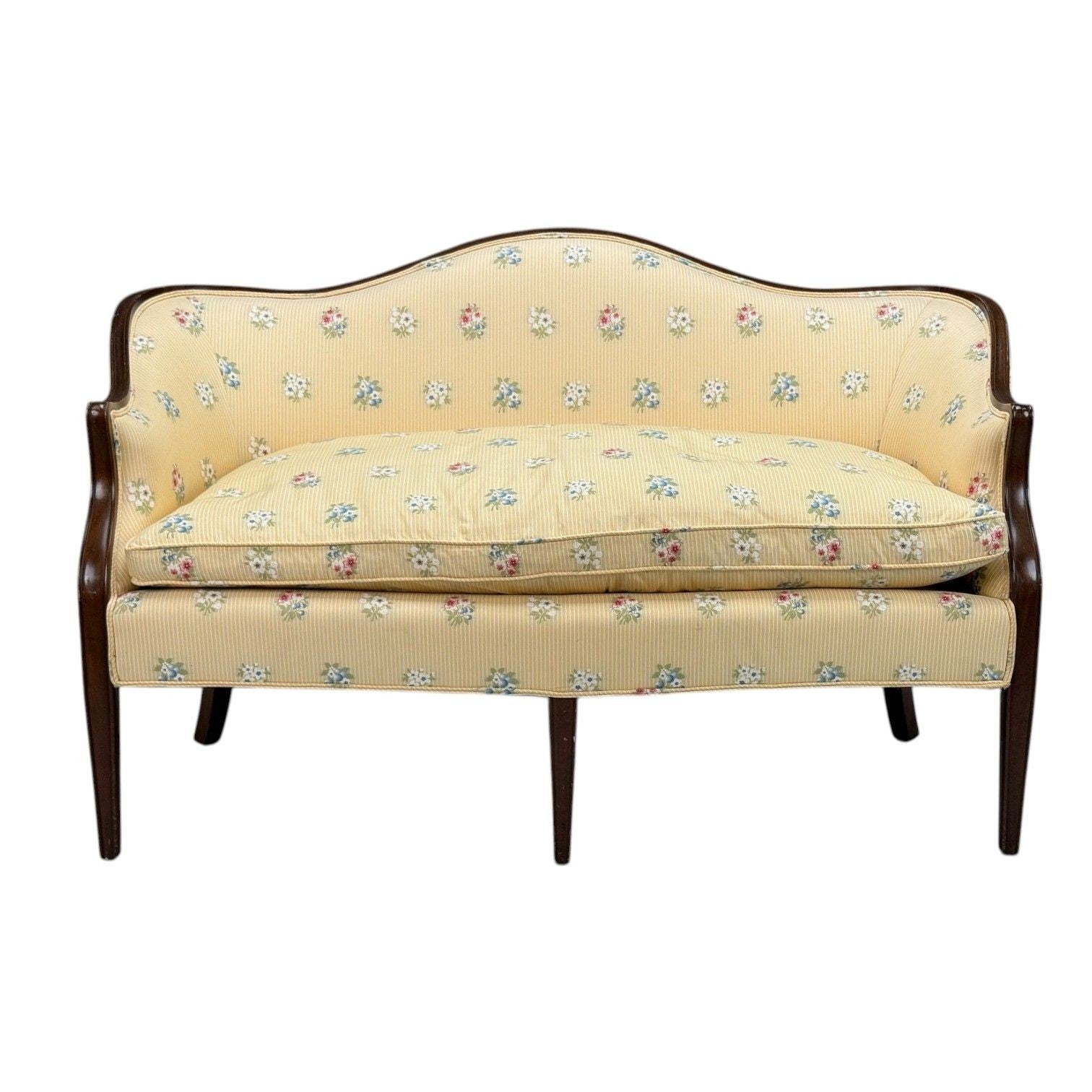 Hepplewhite Style, Mahogany, Scalamandre Upholstery, Loveseat, 1930s