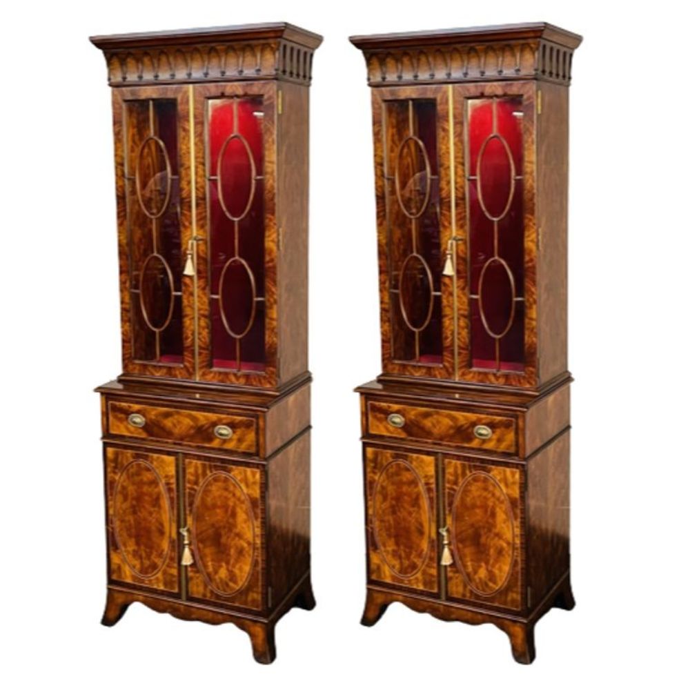 Pair of Bookcase / Showcase Cabinets, Theodore Alexander "Althorp" Mahogany