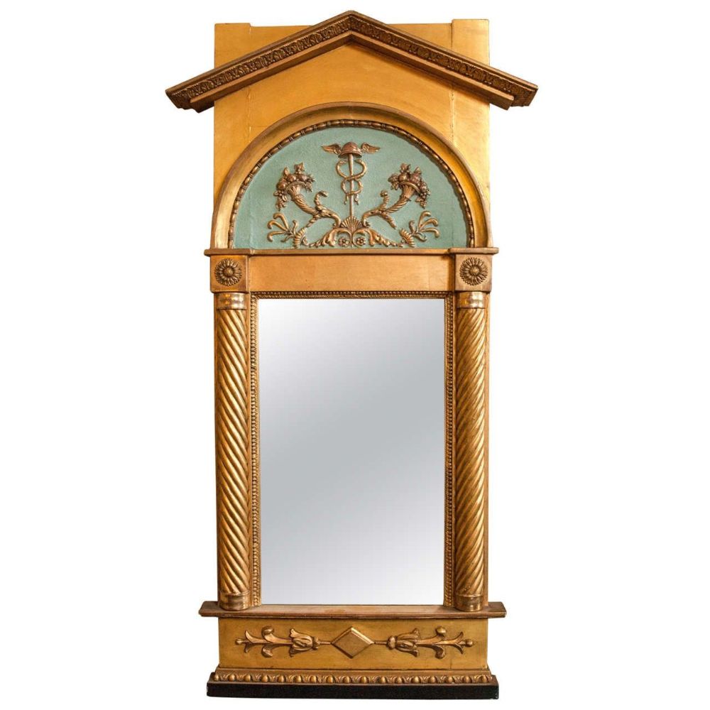Late 19th Century Italian Neoclassical Paint Decorated Pier Mirror