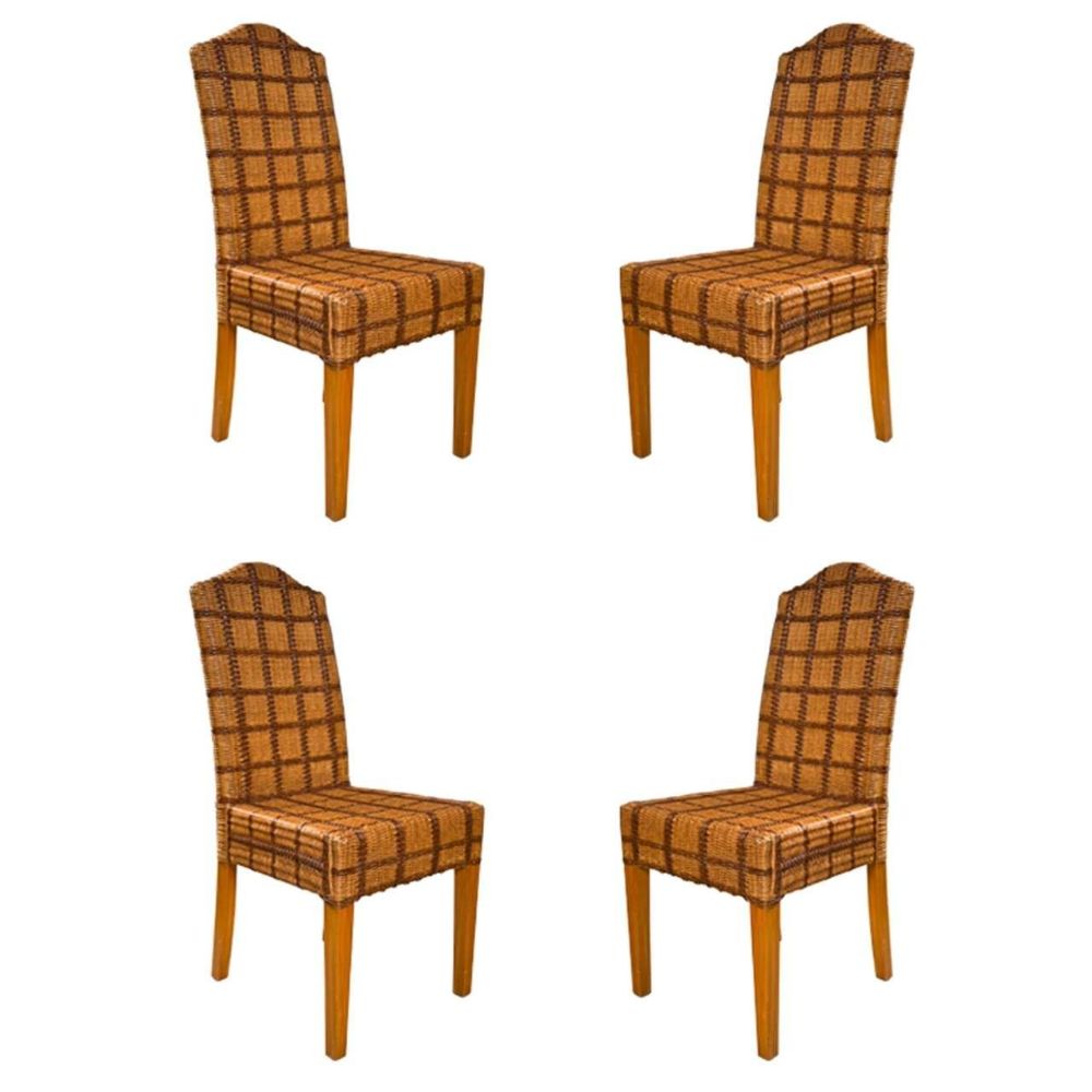 Set of Four Side Wicker Chairs by Palelek Tweed Decorated Seat And Back