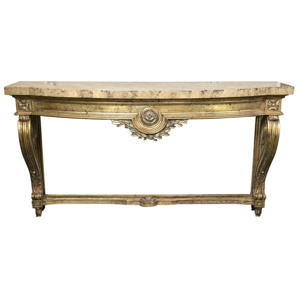 Faux Marble-Top Louis XV Style Console Table Attributed to Maison Jansen