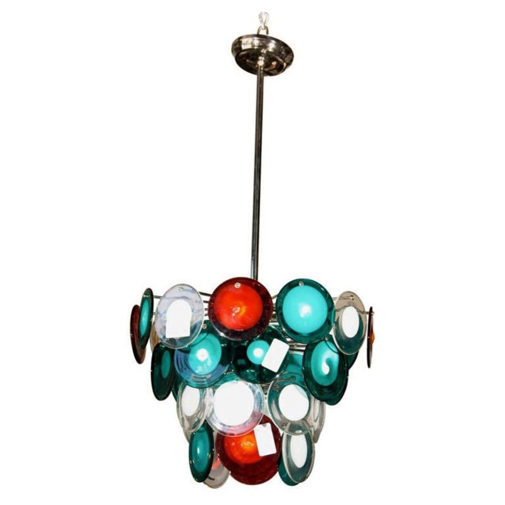 Murano Glass Art Deco Style Glass Disc Fixture