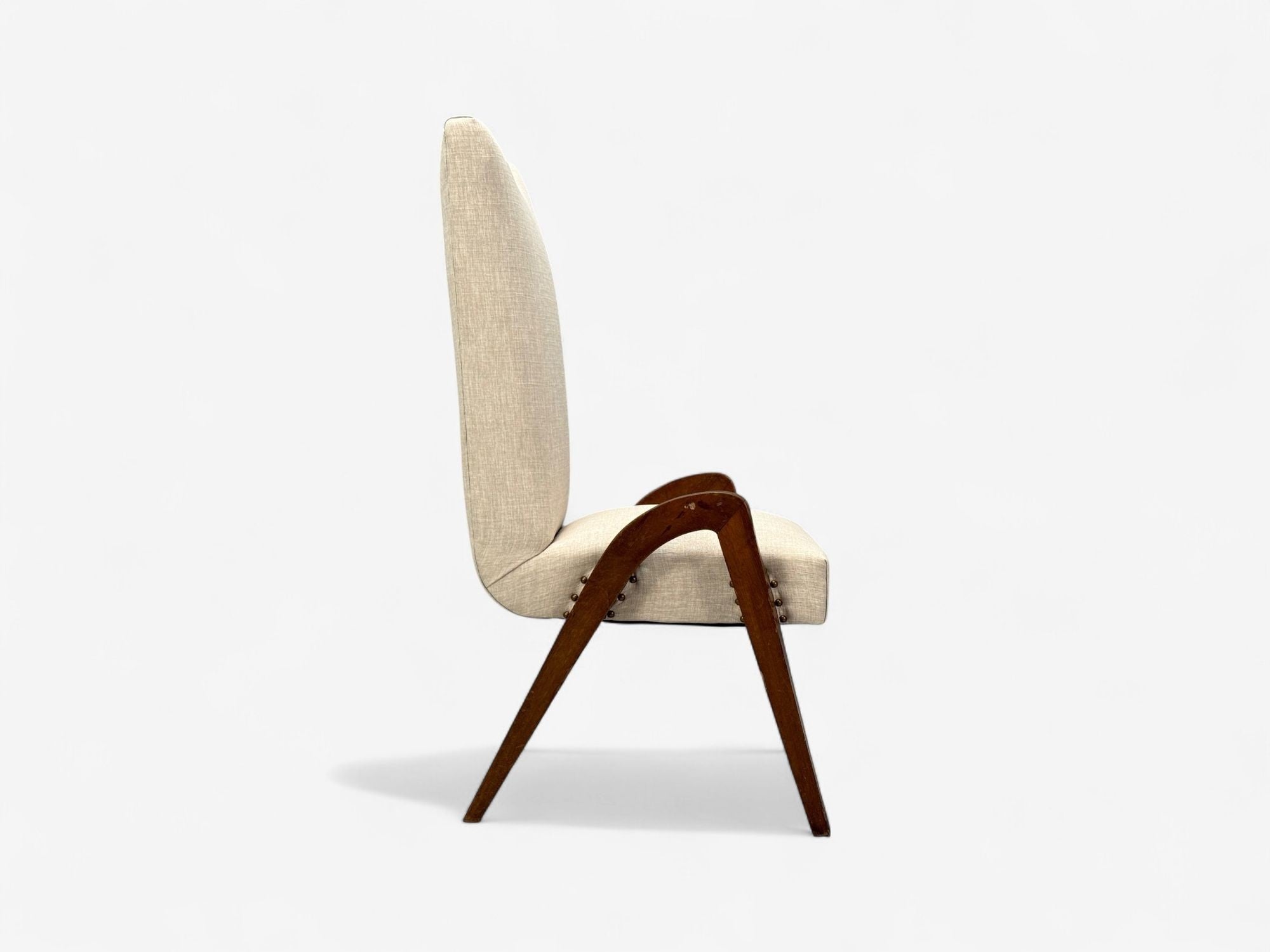 Malatesta & Masson, Beige Fabric, Wood, Occasional Chairs, Italy, 1950s