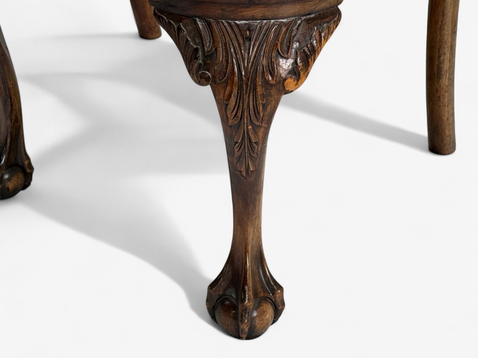 Georgian, Mahogany, Fabric, Six Chippendale Dining Chairs, England, 1960s