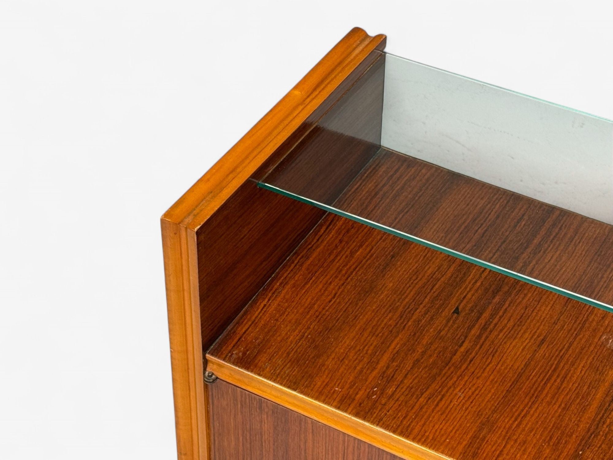 Italian Modern, Wood, Brass, Glass, Nightstands, Italy, 1950s