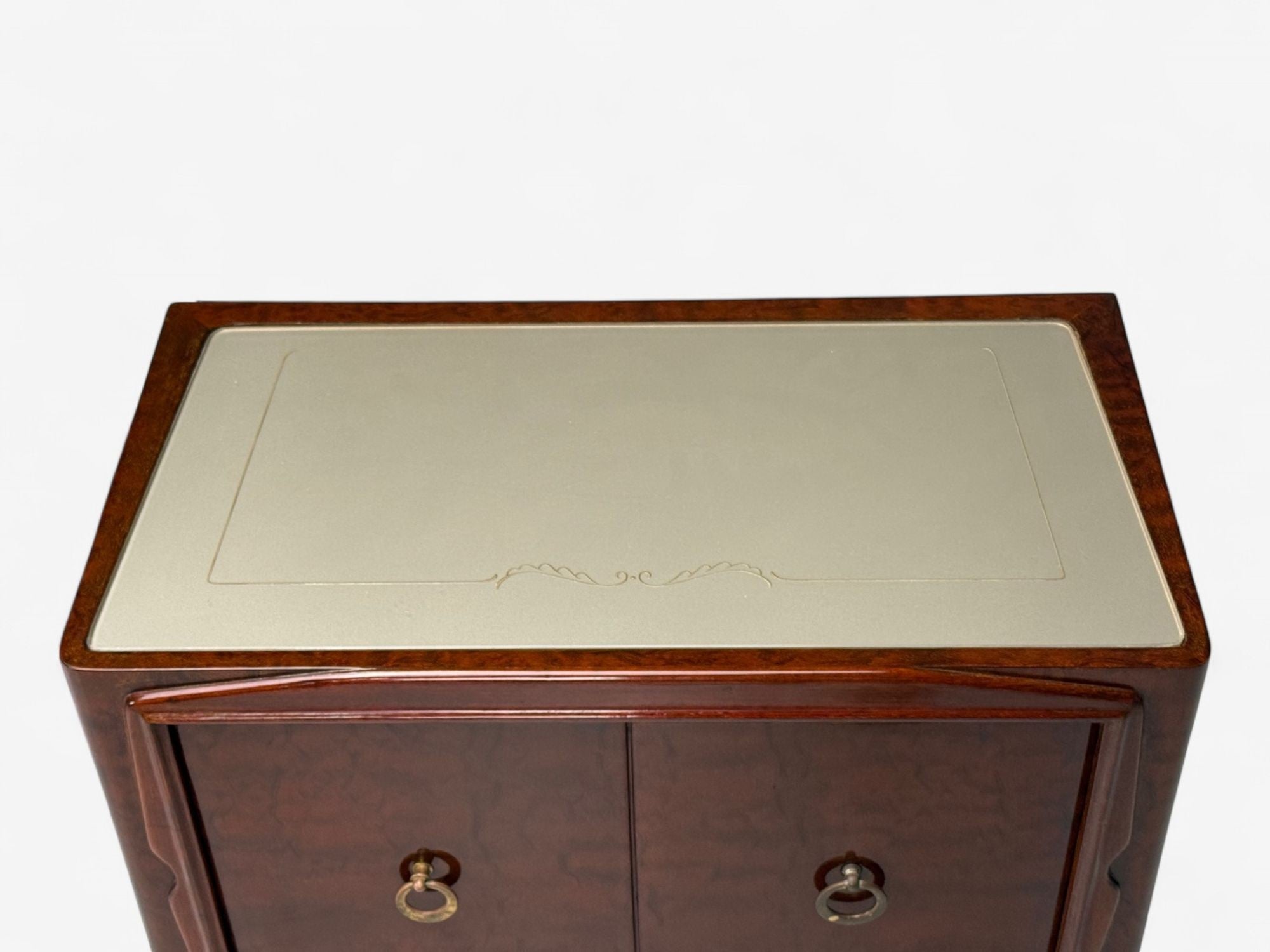 Osvaldo Borsani attr., Exotic Wood, Glass, Brass, Nightstands, Italy, 1960s