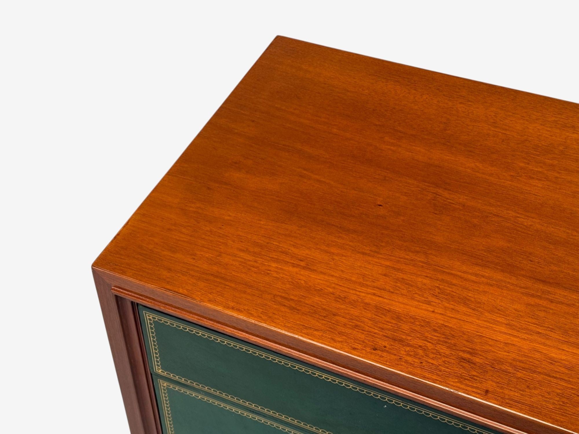 Tommi Parzinger, Wood, Brass, Green Leather, Chests of Drawers, USA, 1950s